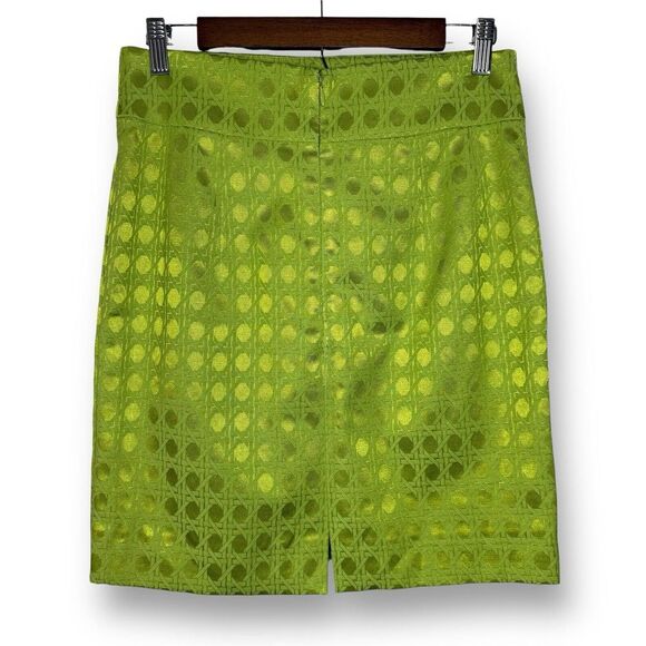 NWOT Antonio Melani Straight Skirt | 8 | Green Metallic Geometric Retro Inspired - Picture 5 of 7